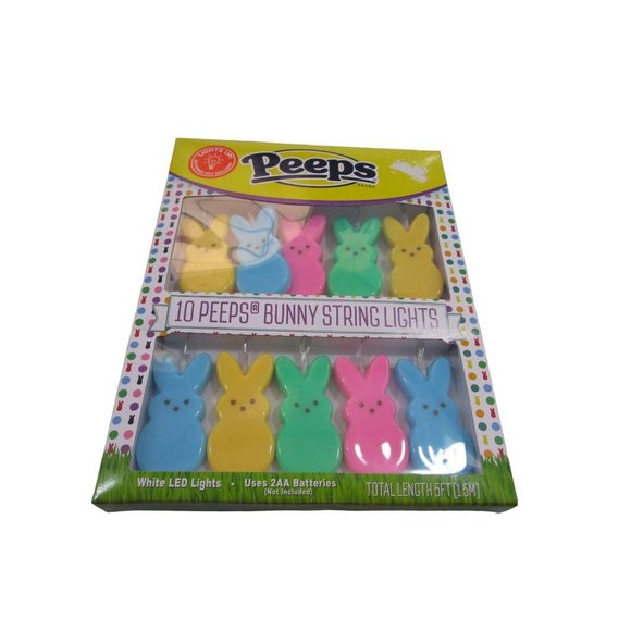 Peeps Bunny String 10 Light Batteries Not Included New Easter Bonnets or Baskets - Picture 4 of 15